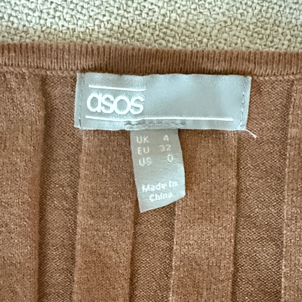 ASOS Chestnut Ribbed Knit Dress - Picture 2 of 3